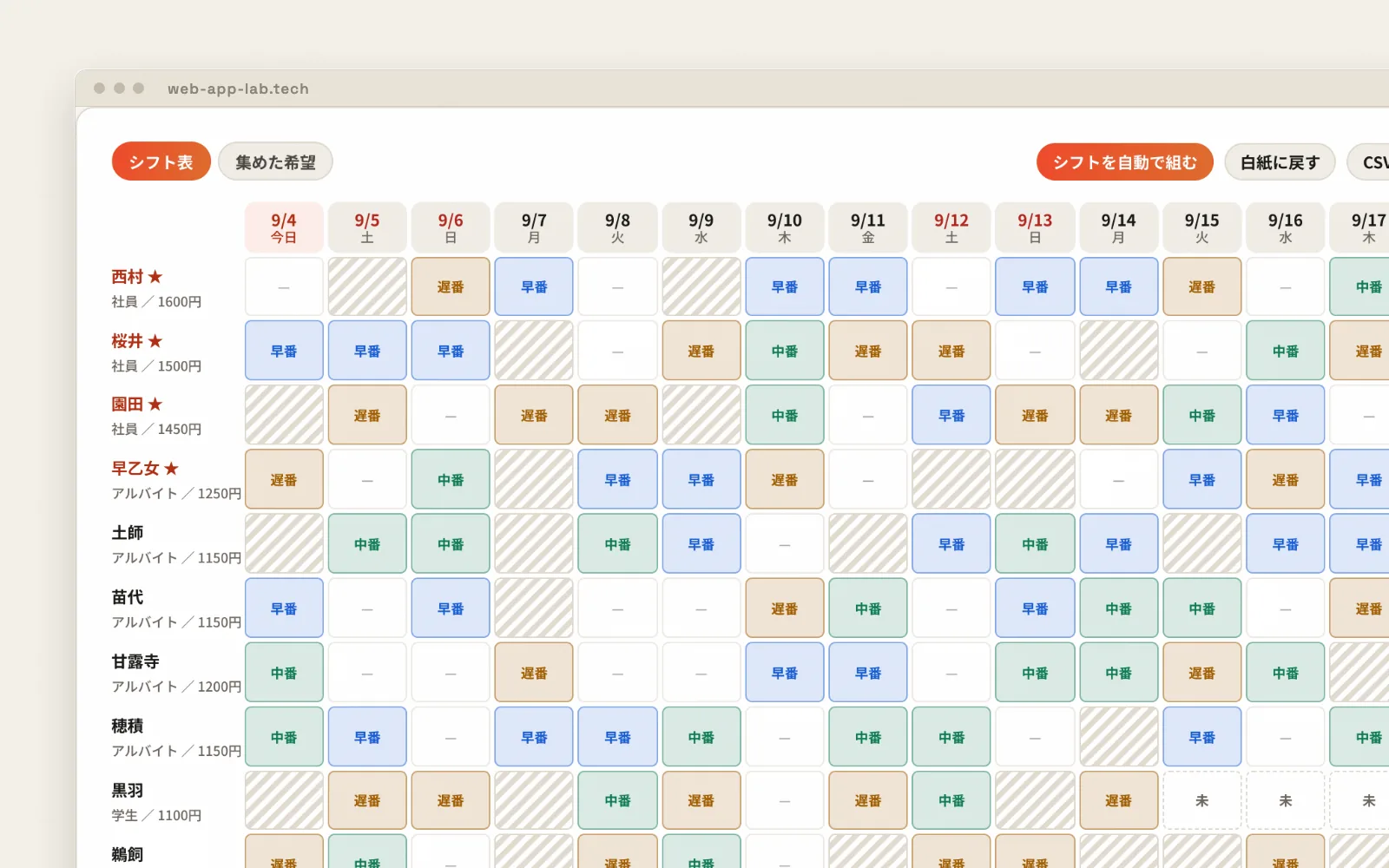 シフト作成・勤怠管理